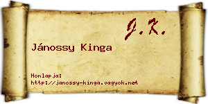 Jánossy Kinga névjegykártya